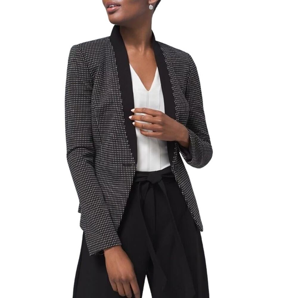 White House Black Market Pola Dot Blazer Size 6 Petite Body Perfecting Jacket